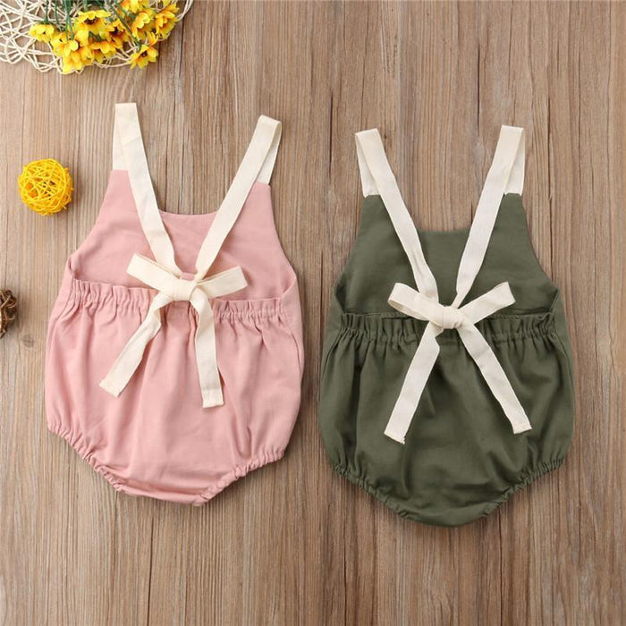 Baby Girl Solid color Sleeveless Romper