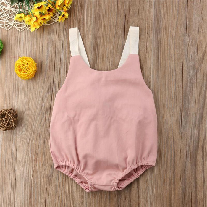 Baby Girl Solid color Sleeveless Romper