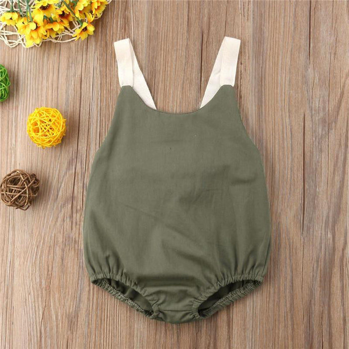 Baby Girl Solid color Sleeveless Romper