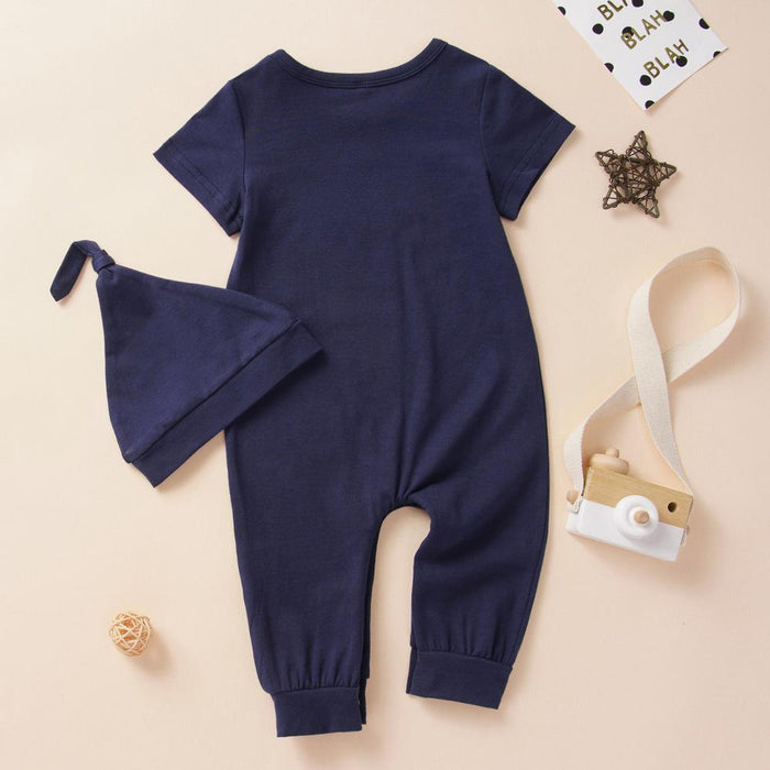 Baby Rabbit Print Jumpsuit and Hat