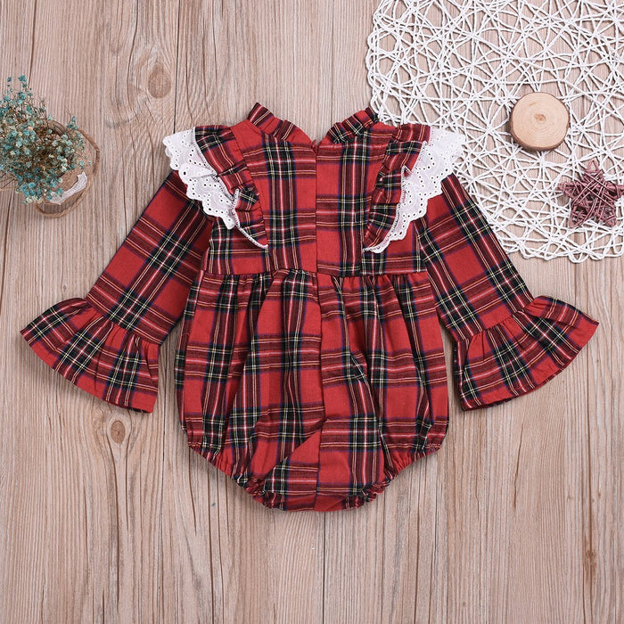 Cute baby checked pattern bodysuit