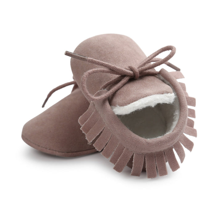 Zapatos para primeros pasos con borlas para bebés y niños pequeños