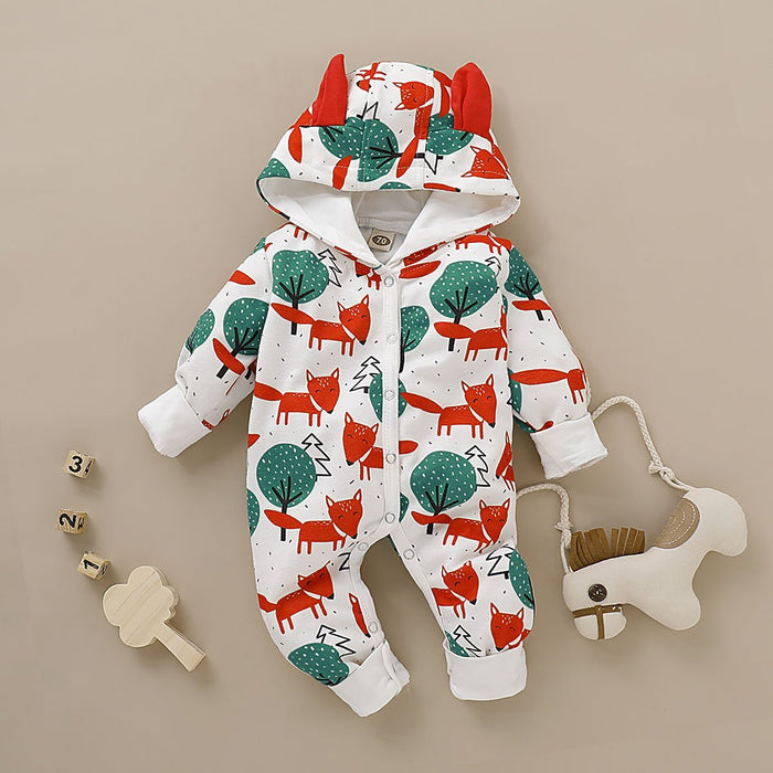 Baby fox Print Long-sleeve Jumpsuit