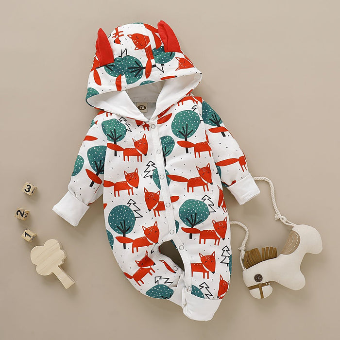 Baby fox Print Long-sleeve Jumpsuit