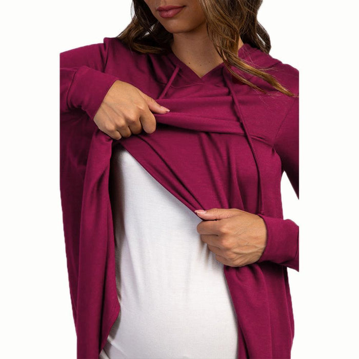 Casual solid color long-sleeved nursing top