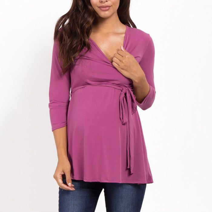 Casual solid color nursing top