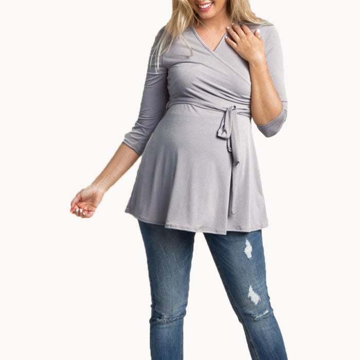 Casual solid color nursing top