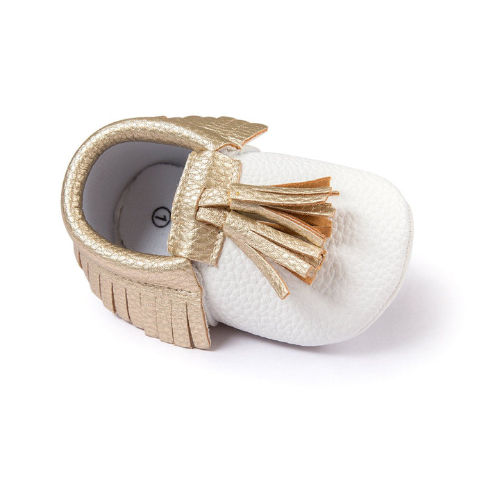 Zapatos de primeros pasos con borlas sólidas para bebés/niños pequeños