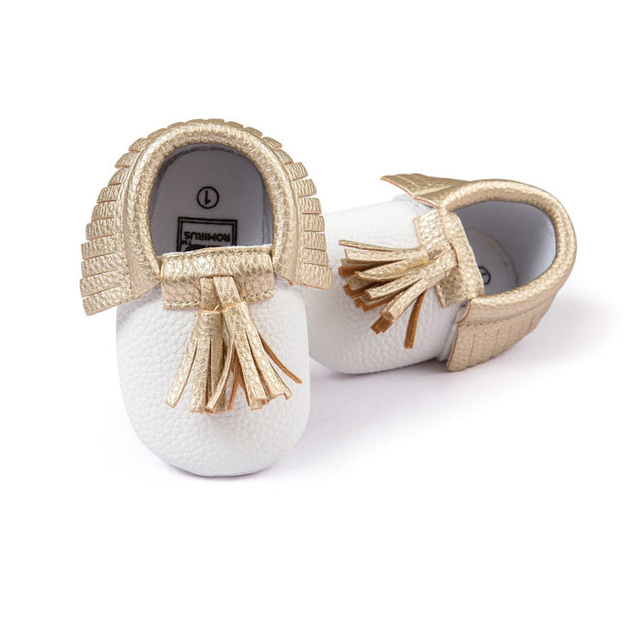Zapatos de primeros pasos con borlas sólidas para bebés/niños pequeños