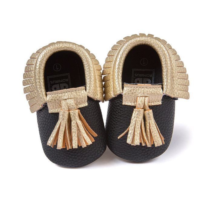 Zapatos de primeros pasos con borlas sólidas para bebés/niños pequeños