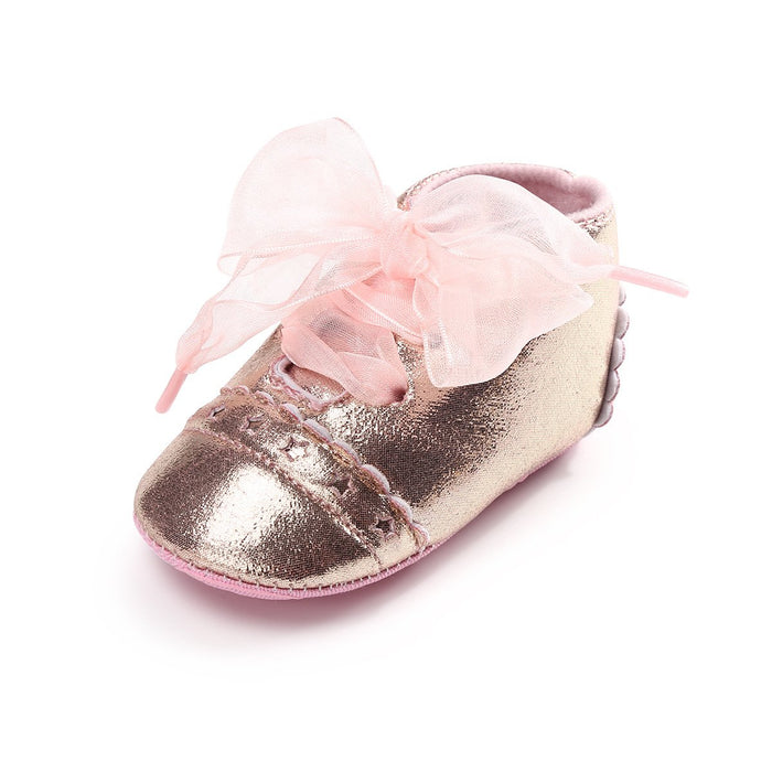 Baby/peuter zoete effen strik decor prinses Prewalker schoenen