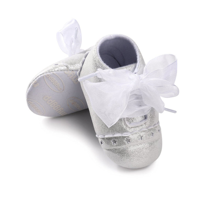 Baby/peuter zoete effen strik decor prinses Prewalker schoenen