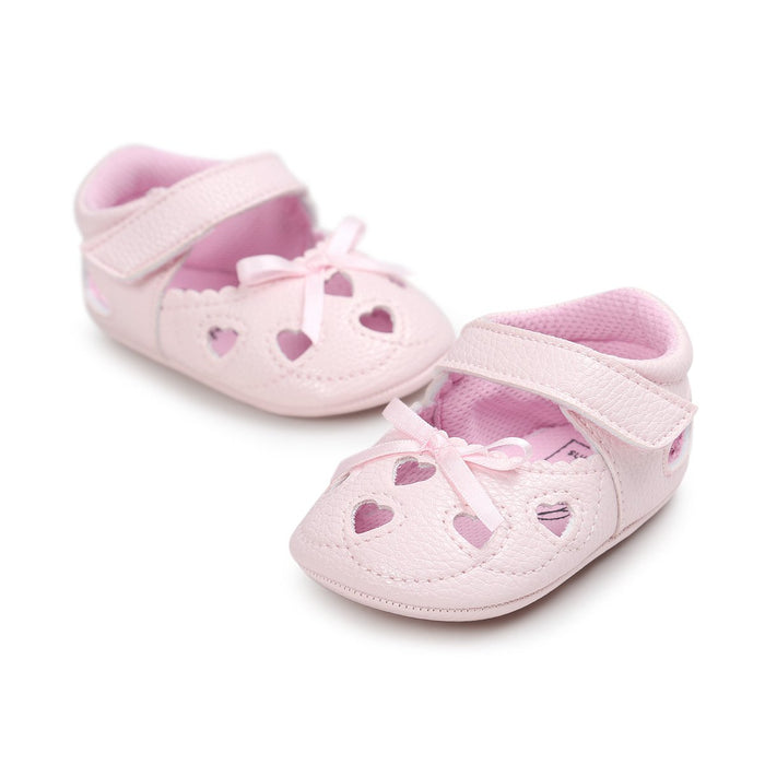 Zapatos con velcro lisos con decoración bonita para bebé/niña pequeña