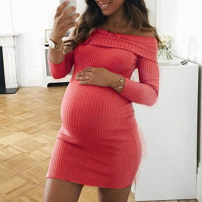 Maternity casual sexy knitted dress