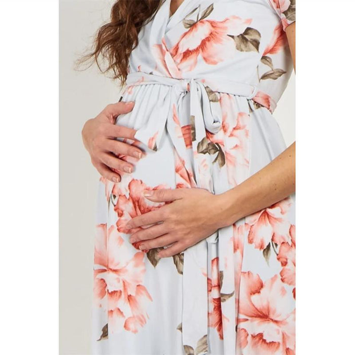 Zwangerschapsjurk met kanten print