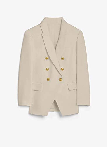 Womens Casual Pocketed Blazer Front Open Jacket With Three Vertical Closure Buttons