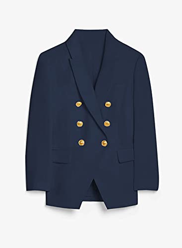 Womens Casual Pocketed Blazer Front Open Jacket With Three Vertical Closure Buttons