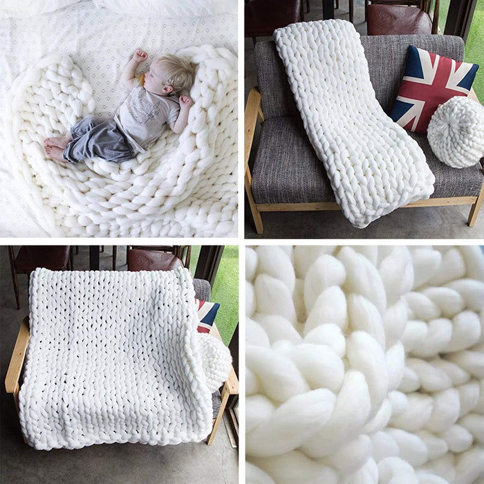 Chunky Knit Blanket – Cozy and Warm Braided Blanket for Couch and Bed