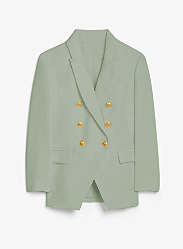 Womens Casual Pocketed Blazer Front Open Jacket With Three Vertical Closure Buttons