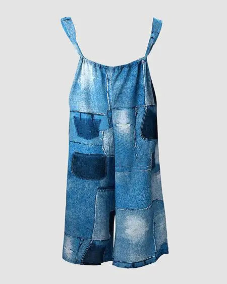 Plus Size Jumpsuit with Denim Look and Wide Leg Design