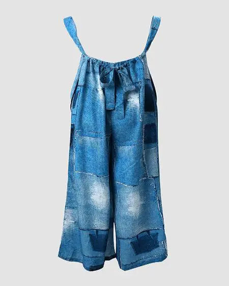 Plus Size Jumpsuit with Denim Look and Wide Leg Design