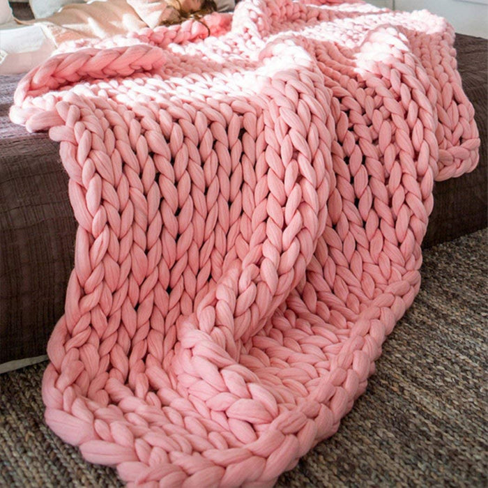 Chunky Knit Blanket – Cozy and Warm Braided Blanket for Couch and Bed