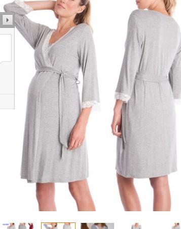 Fashion lace stitching dress pregnant women pajamas