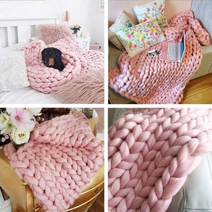 Chunky Knit Blanket – Cozy and Warm Braided Blanket for Couch and Bed