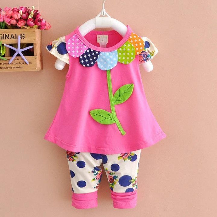 Cute Flower Style Girls Two Pieces Set