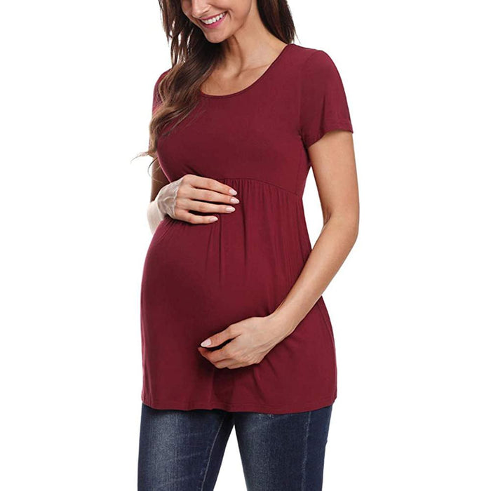 Pure color maternity short sleeve