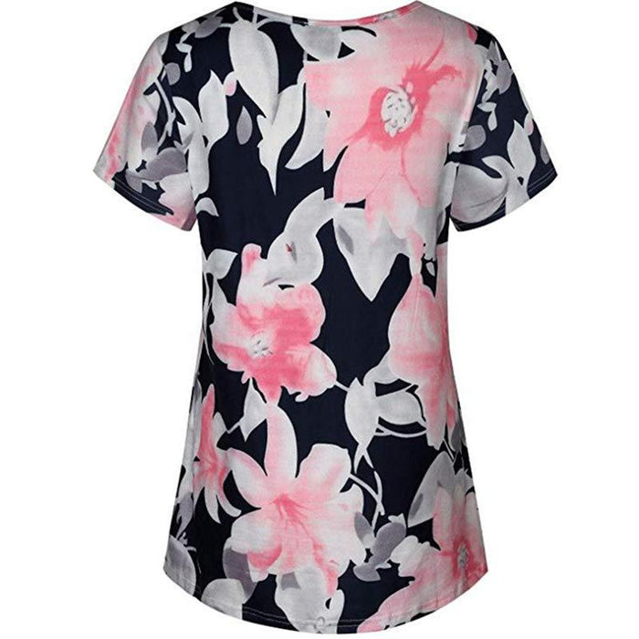 Trendy Floral Print Short-sleeve Nursing Tee