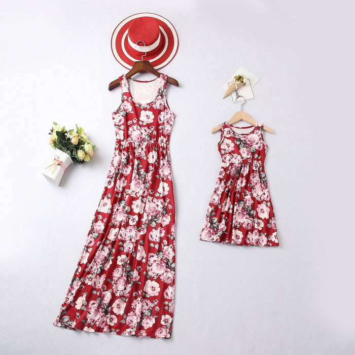 Mommy and Me  Rose Print Tank Dresses
