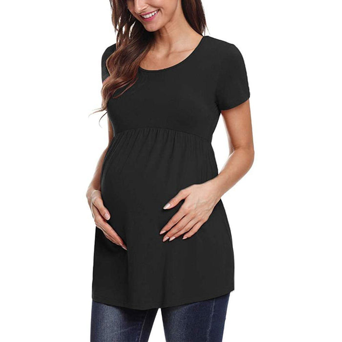 Pure color maternity short sleeve