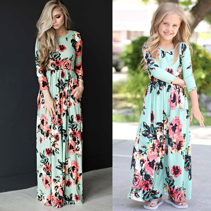 Beautiful Floral Printed Dresses for Mommy and Me