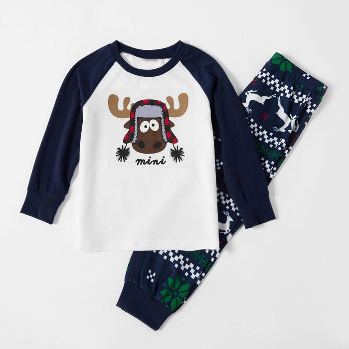 Christmas Family Lovely Moose Print  Matching Pajamas Set