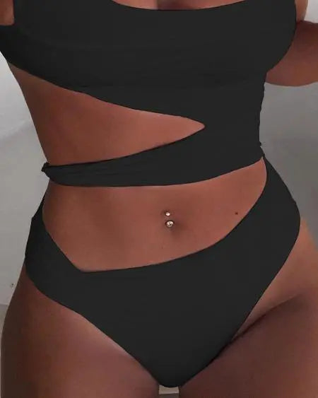 Asymmetrical Sleeveless One-Piece Swimsuit with Cutout