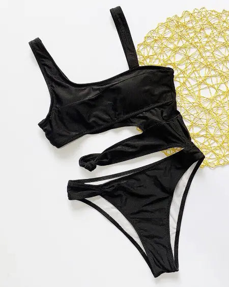 Asymmetrical Sleeveless One-Piece Swimsuit with Cutout