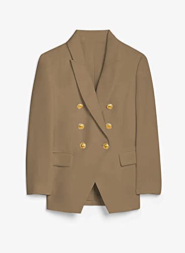 Womens Casual Pocketed Blazer Front Open Jacket With Three Vertical Closure Buttons