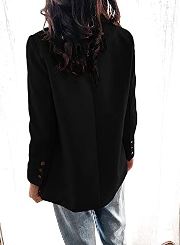 Womens Casual Pocketed Blazer Front Open Jacket With Two Vetical Closure Buttons
