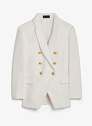 Womens Casual Pocketed Blazer Front Open Jacket With Three Vertical Closure Buttons