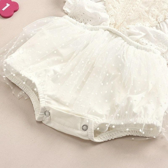 Solid Ruffle Lace Bodysuit for Baby Girl