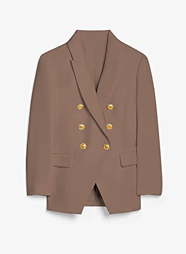 Womens Casual Pocketed Blazer Front Open Jacket With Three Vertical Closure Buttons