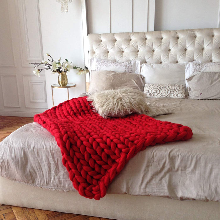 Chunky Knit Blanket – Cozy and Warm Braided Blanket for Couch and Bed