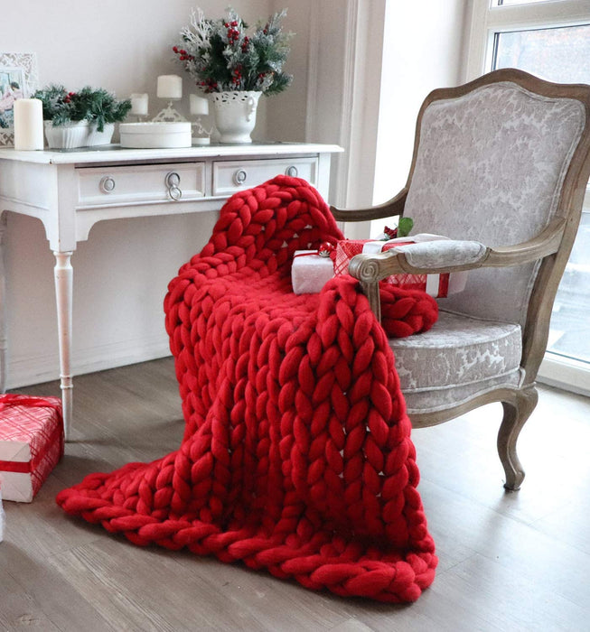 Chunky Knit Blanket – Cozy and Warm Braided Blanket for Couch and Bed