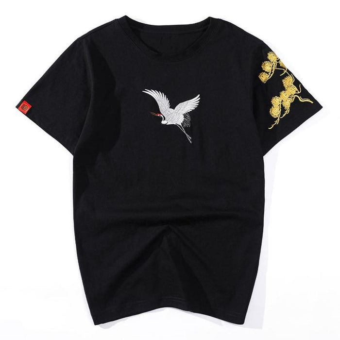 Crane Embroidered T-Shirt