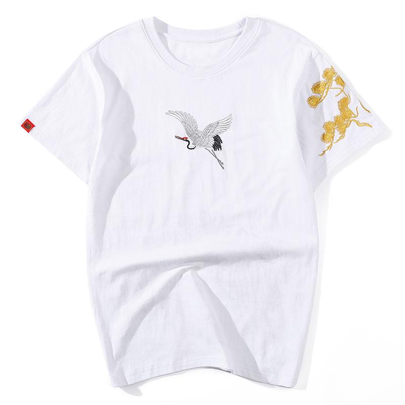 Crane Embroidered T-Shirt