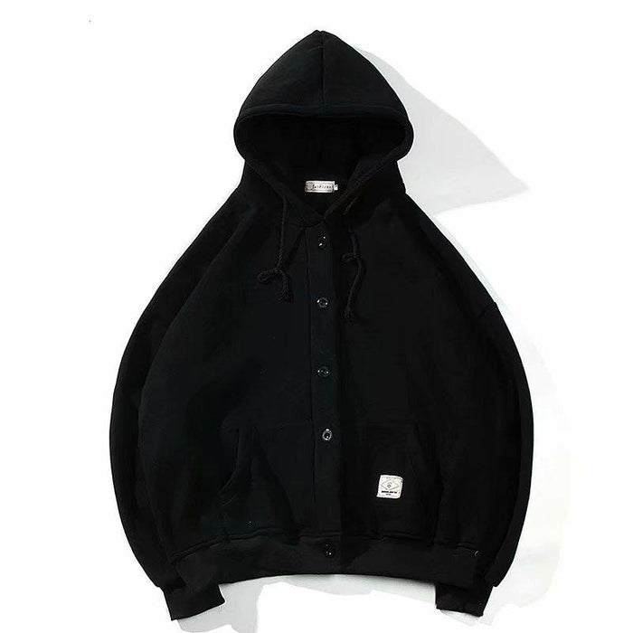 Casual Baggy Button-Up Hoodie