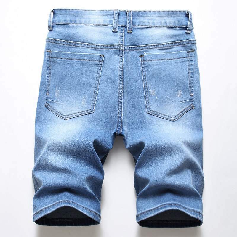 Denim short met verfspray