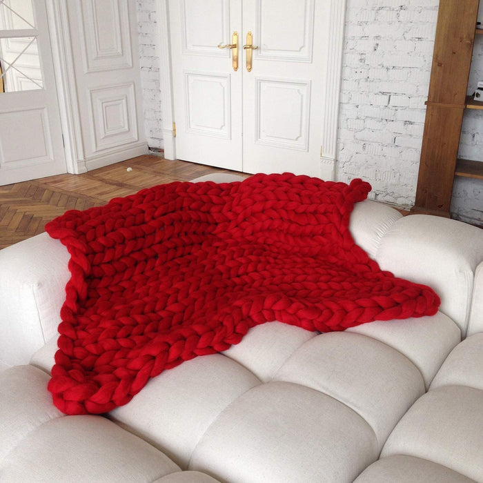 Chunky Knit Blanket – Cozy and Warm Braided Blanket for Couch and Bed