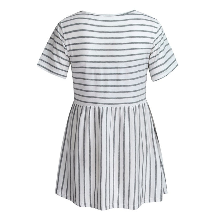 Casual Striped Short-sleeve Maternity Tee